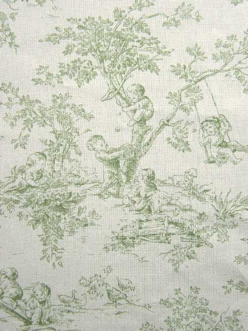 P Kaufmann Central Park BOY GIRL Sage Green CHERUB NURSERY Toile Fabric