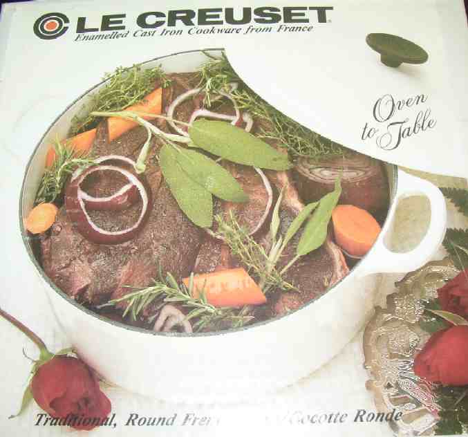 NEW NIB LE CREUSET ENAMEL 8 PIECE SET HTF WHITE OVEN ++